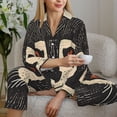 thumbnail image 6 of Salouo Retro Raccoon Graphic Print Pattern Women's Pajamas Set Long Sleeve Button Down Sleepwear Soft Pj Lounge Sets for women 2 Piece Pjs Set with Long Pants-Large, 6 of 7