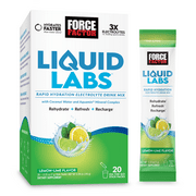 Force Factor Liquid Labs Electrolytes Powder, Hydration Supplement, Lemon-Lime, 20 Stick Packs