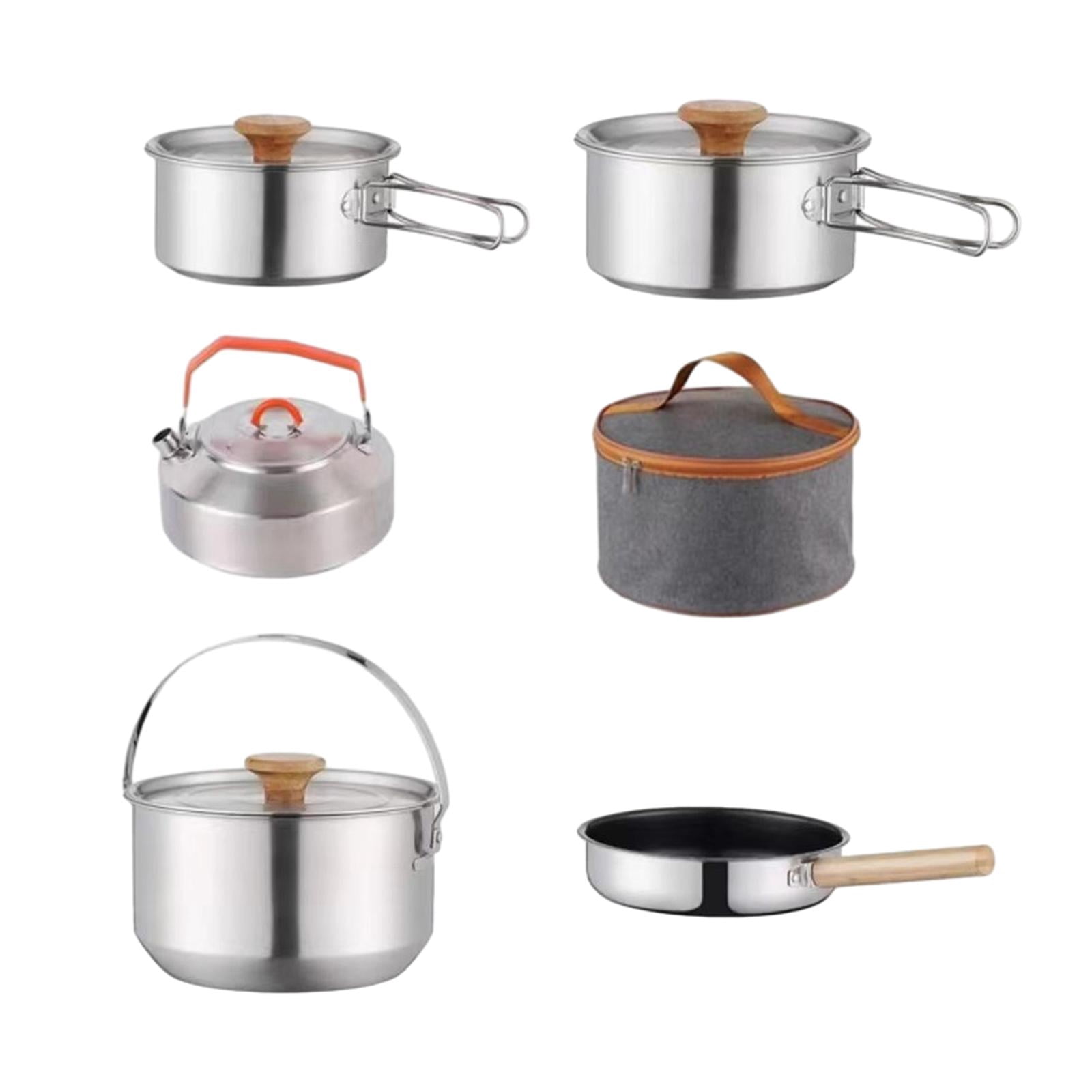 Nishiyuenyi Camping Cookware Kit Cooking Set Lightweight Frying Pan Outdoor Pot Cookset for with kettle