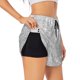 thumbnail image 1 of Balery Silver Glitter Pantalones cortos deportivos para mujer con forro y dos bolsillos, elásticos, para entrenamiento, gimnasio, yoga-Large, 1 of 7
