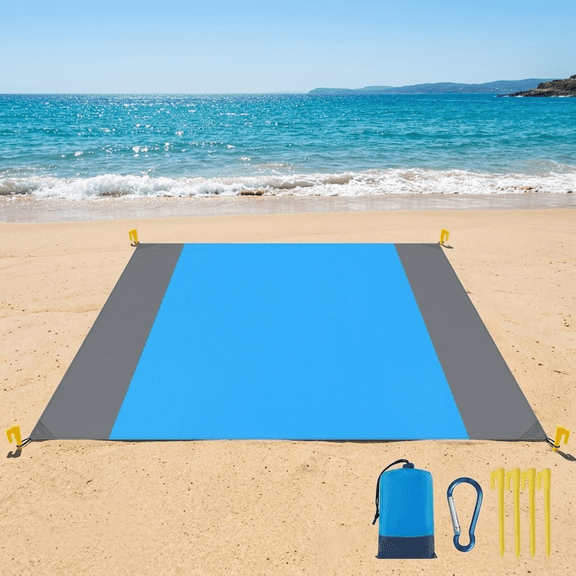 ROSEXIXI Beach Blanket Waterproof Sandproof 79x83 Inch Large Picnic Mat with 4 Stakes Portable for Camping