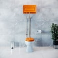 thumbnail image 2 of Renovators Supply High Tank Pull Chain Toilet w/Light Oak Wooden Raised High Tank 70" to 74" Adjustable Height Brass L Pipe and Round Toilet Bowl, 2 of 12