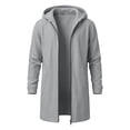thumbnail image 6 of FSYBOA Men's Zipper Hoodies Size 3XL, Casual Winter Loose Fit Long Sleeve Long Hooded Jackets Gray, 6 of 6