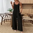 thumbnail image 6 of JULMCOMO Jumpsuits for Women Scoop Neck Adjustable Strap Loose Fit Overalls Sleeveless Wide Leg Casual Summer Jumpsuits with Pockets Black XS, 6 of 7
