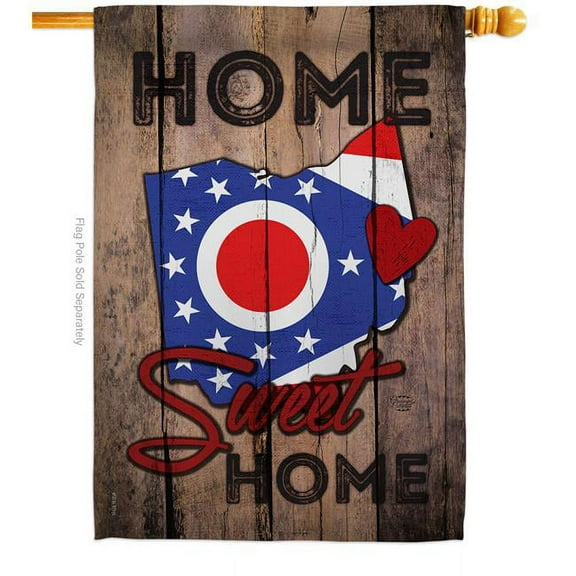 Ornament Collection H191137-BO 28 x 40 in. State Ohio Home Sweet American State Vertical House Flag with Double-Sided Decorative Banner Garden Yard Gift