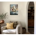 thumbnail image 6 of ADALE Funny Cat Canvas Wall Art Cat Riding a Shark Painting Picture Wall Decor Vintage Gothic animal Poster Print Artwork for Bathroom Living Room Bedroom Home Decoration Framed 11x14 Inch, 6 of 6
