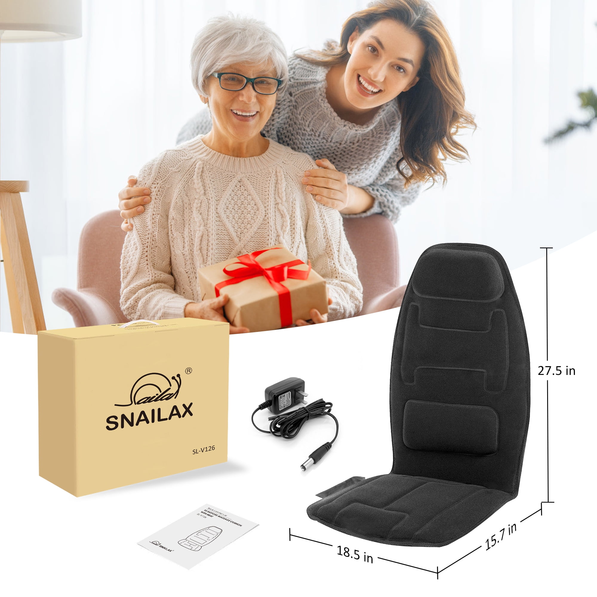 Snailax Vibration Back Massager with Heat, APP Control, Massage Seat  Cushion with Extra Memory Foam …See more Snailax Vibration Back Massager  with