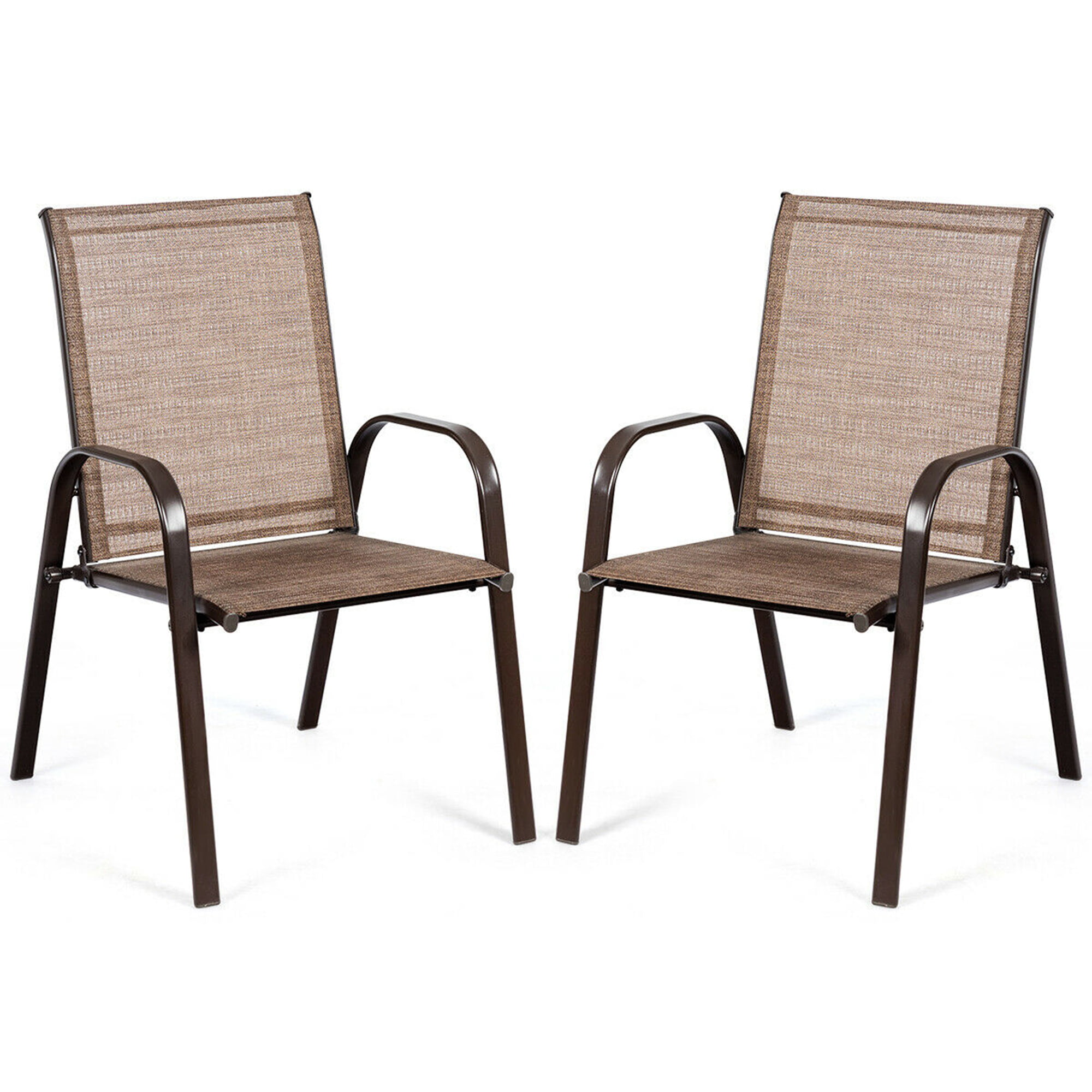 Gymax Set of 2 Patio Chairs Dining Chairs Garden Outdoor w/ Armrest