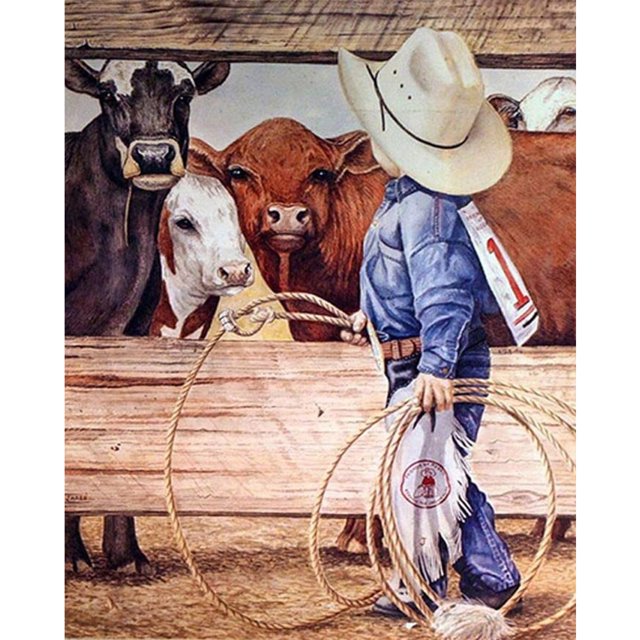 Diamond Painting (DB0622) 5D DIY cowboy Square Rhinestone Set 30x40cm FLhrweasw Nuevo