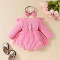 thumbnail image 5 of Wdgfv Baby Girl Boho Romper Dress Linen Jumpsuit Lace Ruffle Photoshoot Outfit Summer Wedding Christening Clothes Pink 12-18 Months, 5 of 9