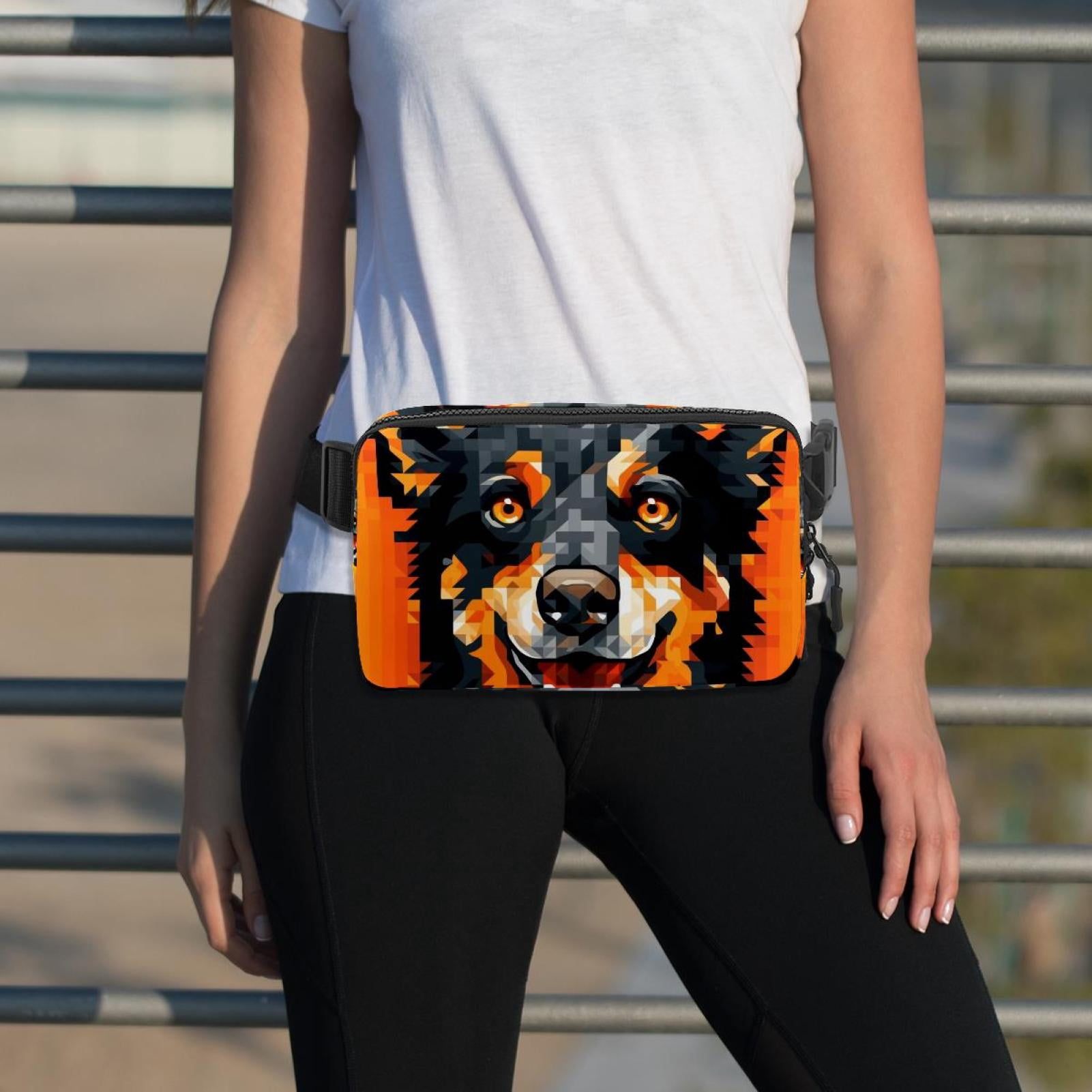 Pixel dog Lightweight Adjustable Crossbody Bag with Extension Strap for Unisex - Waist Packs, Fanny Pack, Crossbody Bag
