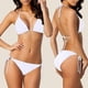 thumbnail image 2 of ¡Rebajas! Conjuntos de bikini Prolriy para mujer, color liso, con cordones, traje de baño de dos piezas, talla XL, blanco, 2 of 8