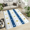 thumbnail image 2 of 4x6ft Rugs For Office,Simple White Gold Stars Living Room Carpet,Blue And White Stripes Breathable Soft Non-Slip For Living Room Kids Room, 2 of 7