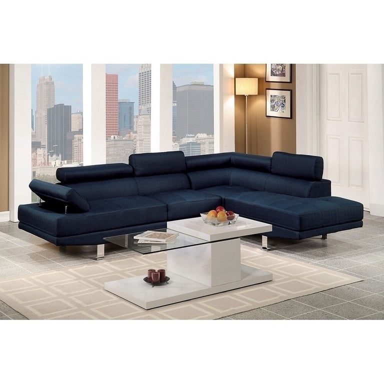 Poundex Large Living Room Couch, 2 Piece Faux Leather Sectional
