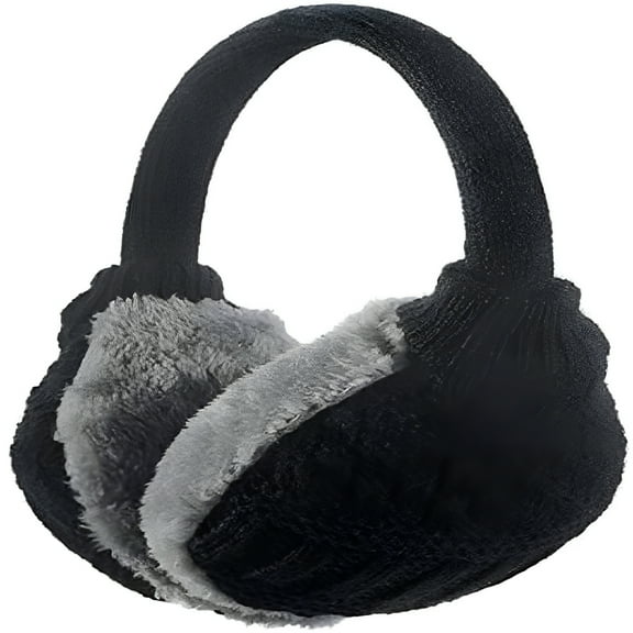TELOLY Ear Muffs Winter Adjustable Knitted Ear Warmers with Faux Furry for Women Men