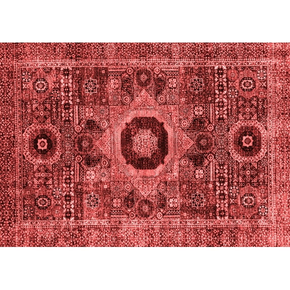 Ahgly Company Machine Washable Indoor Rectangle Abstract Red Modern Area Rugs, 2' x 4'