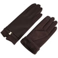 thumbnail image 2 of BadPiggies Winter PU Leather Suede Gloves for Women, Warm Thermal Touchscreen Texting Dress Driving Motorcycle Gloves Fleece Lining (Brown), 2 of 9