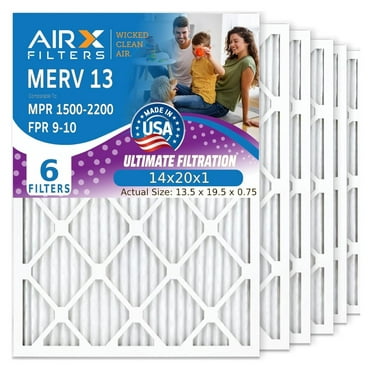 TriGol WICKED CLEAN AIR. 14x20x1 Air Filter MERV 13 Electrostatic Pleated Air Conditioner Filter 6 Pack HVAC Furnace Filters