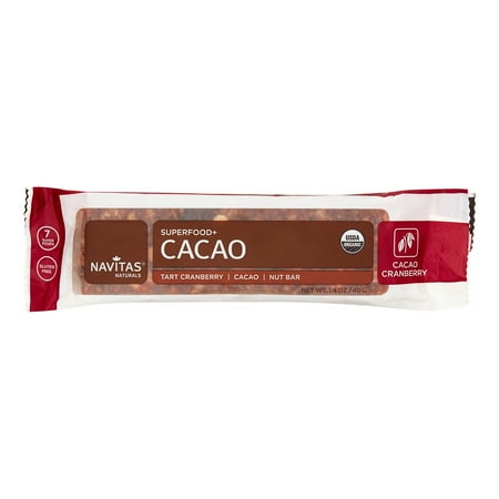 1.4 Ounce Bars - Navitas Naturals Superfood Bar, Cacao Cranberry, 1.4 Oz, Pack of 12