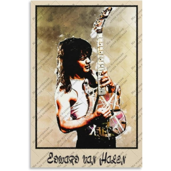 PHFZJYOU Edward Van Halen Rock Guitarist Memorial Art Poster frameless Painting Canvas Wall Posters Art Picture Print Modern Home Family Bedroom office Decor 20x30inch