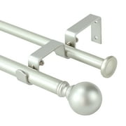 Urbanest Ball Adjustable Double Curtain Rod Set, 5/8", 28-48", Antique Silver/Pewter