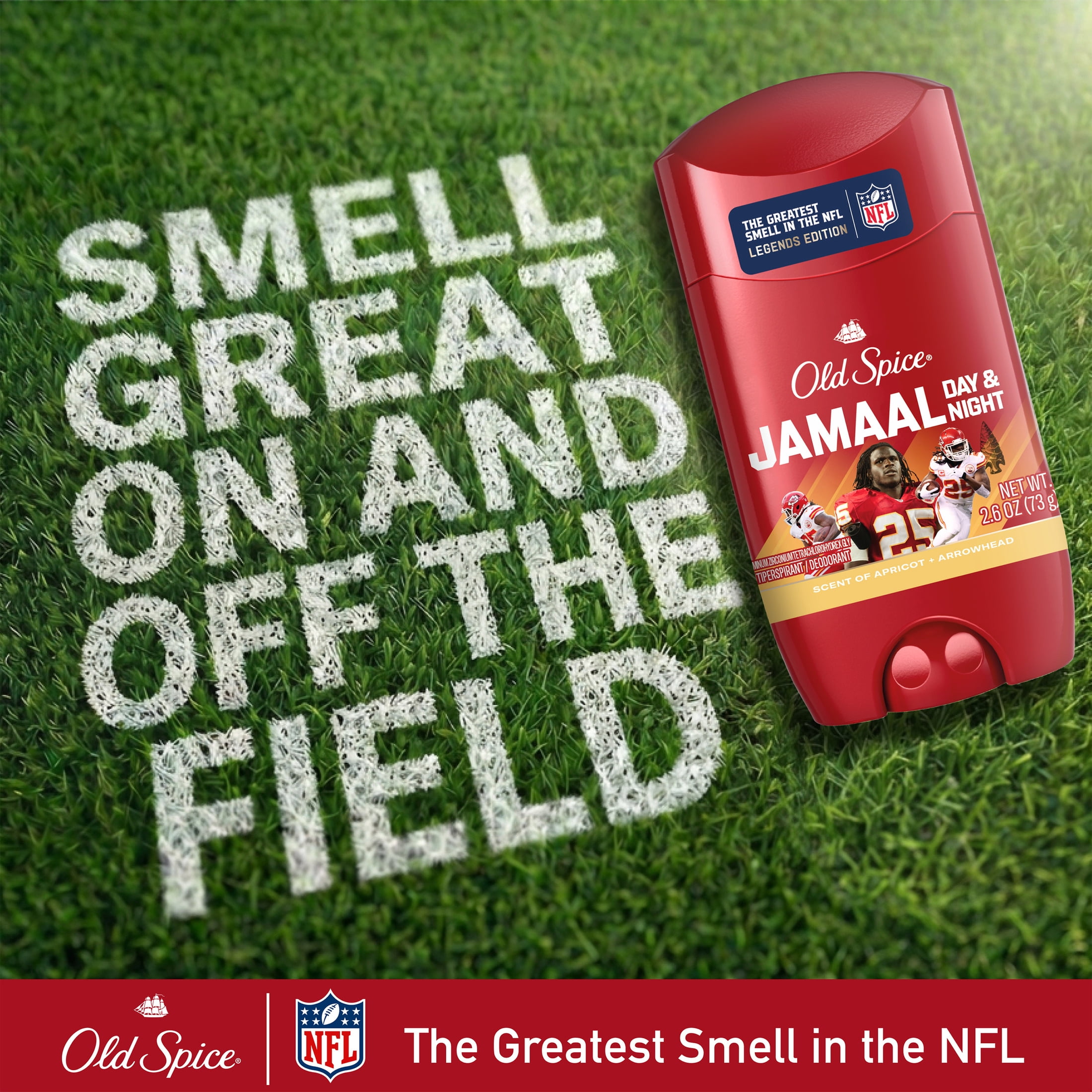 Old Spice Deodorant for Men, Antiperspirant, NFL Collection, Jamaal Charles, Scent of Apricot + Arrowhead, 2.6 oz