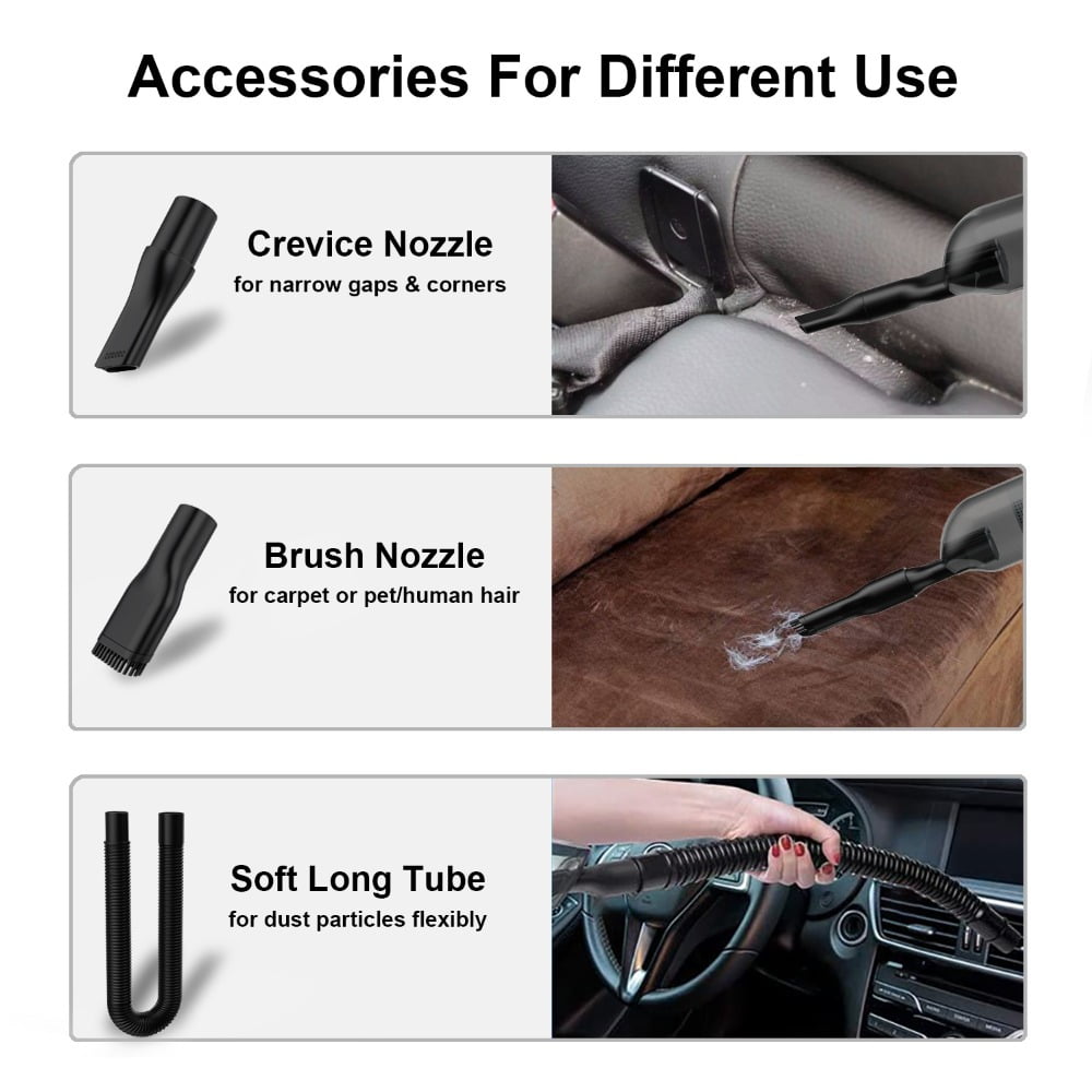 Car Vacuum Cleaner – 12000Pa Strong Suction Handheld Wet & Dry, 4.6M Long Cord, 15A Fuse, Washable Filter, Includes Crevice & Brush Nozzles for Car Interior Dust Pet Hair Food Residue