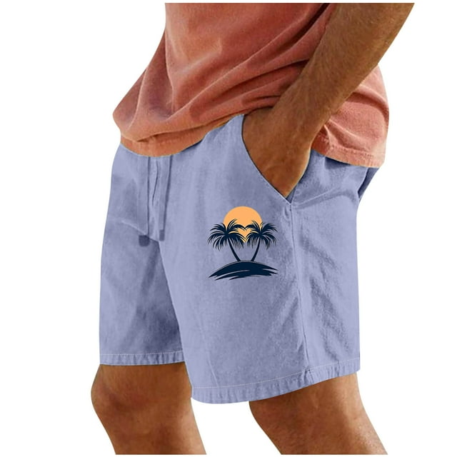 Pantalones Cortos para Hombre de Cintura Elástica con Bolsillos Impresos Pantalones Cortos Rectos, Pantalones Deportivos Casuales con Cintura Elástica