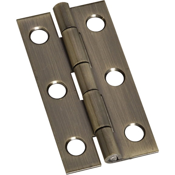 National Hardware Door Hinge Brass Narrow Design - 2 Pack, 2" x 1"