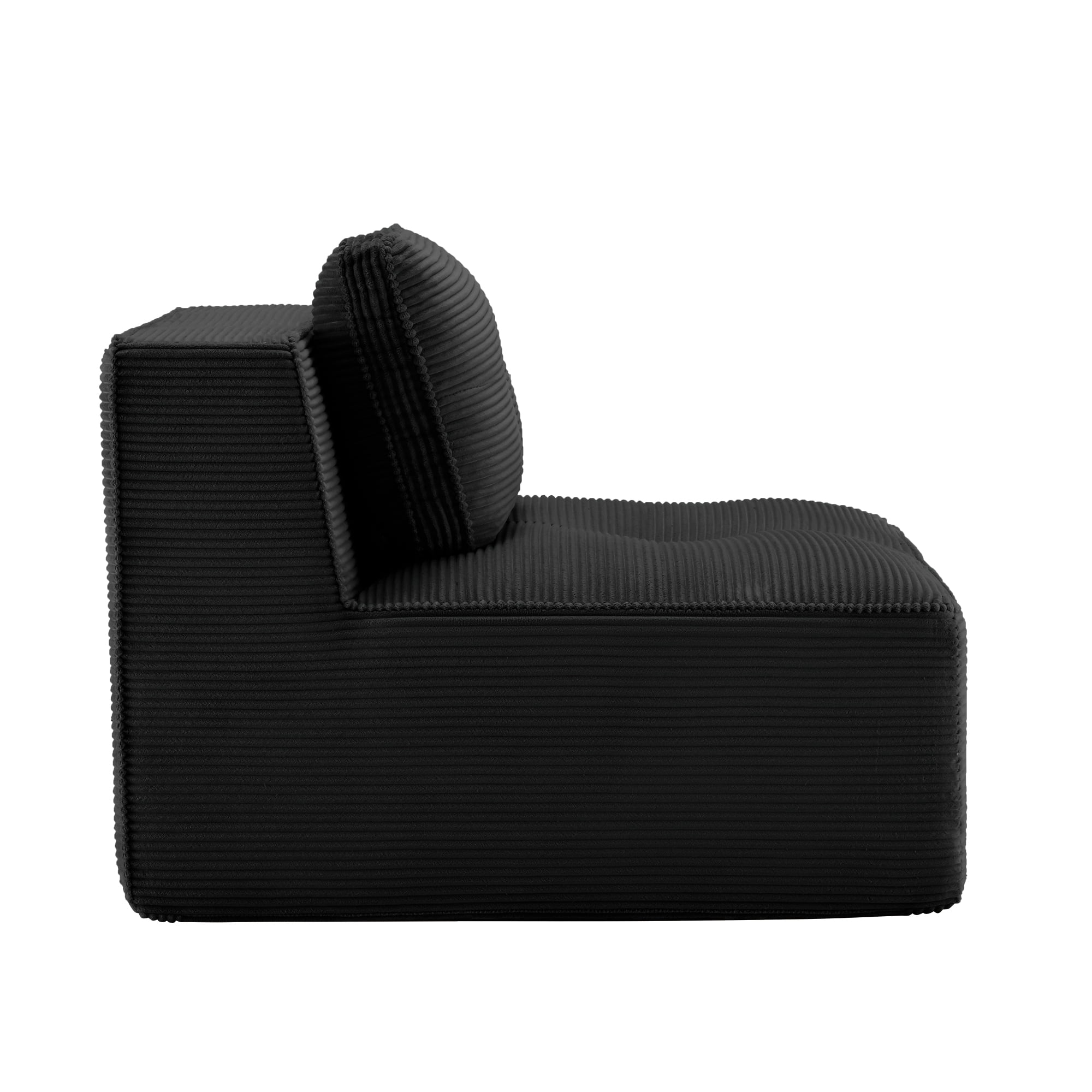 Anpport Armless Sofa with Pillow Corduroy, Modular Sectional Couch, for Small Living Room, Apartment-Black