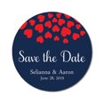 thumbnail image 1 of Darling Souvenir Round 45 Pieces Hearts Save The Date Stickers Wedding Personalized Bride Groom Names And Date Envelope Seals - Navy Blue, 1 of 4