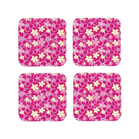 

Junzan Vintage Flowers Print Coasters for Drinks - Leather Coasters Set of 4 for Coffee Table for Housewarming/Kitchen/Bar/Decor-Square