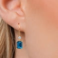 thumbnail image 3 of Gem Stone King 14K Yellow Gold London Blue Topaz and Lab Grown Diamond Earrings for Women | 4.10 Cttw | Gemstone November Birthstone | Emerald Cut 8X6MM, 3 of 6