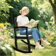 thumbnail image 7 of Zimtown Poplar Wood Outdoor Rocking Chair with Cushion, 36.2" Patio Rocker for Porch Deck Backyard, Black, 7 of 7