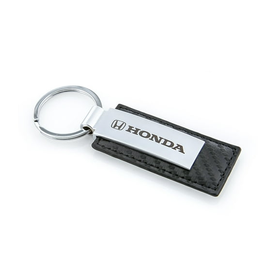Honda Wordmark Black Carbon Fiber Leather Keychain