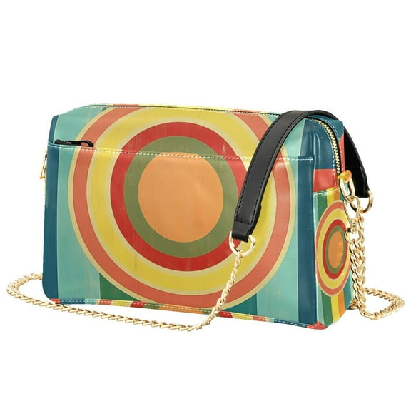 FORMRS Women Crossbody Purse with Chain Strap Vegan Leather Shoulder Handbag, Colorful Stripes