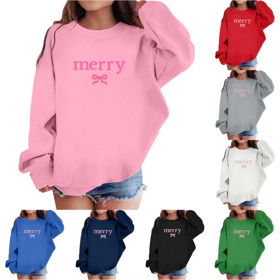 Vividxx Sweatshirts For Girls Fashion Letter Printed Crewneck Sweatshirt Casual Loose Long Sleeve Pullovers Tops Fashion Clothes 2-3 Years