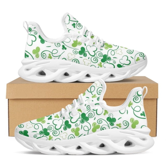 Zapatos planos transpirables de verano con estampado 3D de trébol y cordones, informales, vulcanizados, para el Día de San Patricio, zapatillas de moda urbana
