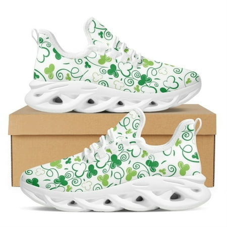 

Summer Breathable Flat Shoes Shamrock 3D Printing Lace-Up Casual Vulcanized Shoes St Patricks Day Street Trendy Fashion Sneakers