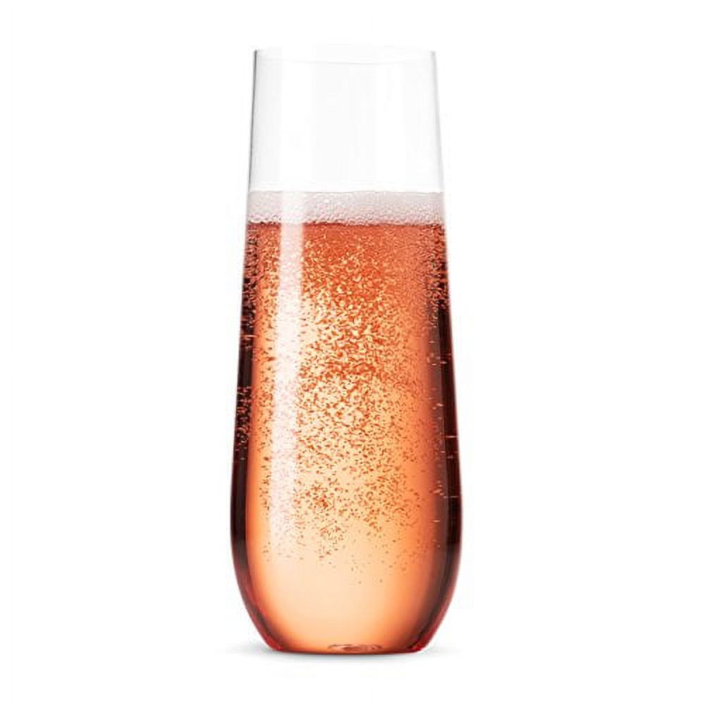 24 Pack Stemless Plastic Champagne Flutes Disposable 9 Oz Clear Plastic Toasting Glasses Shatterproof Recyclable and BPA-Free - image 2 of 3