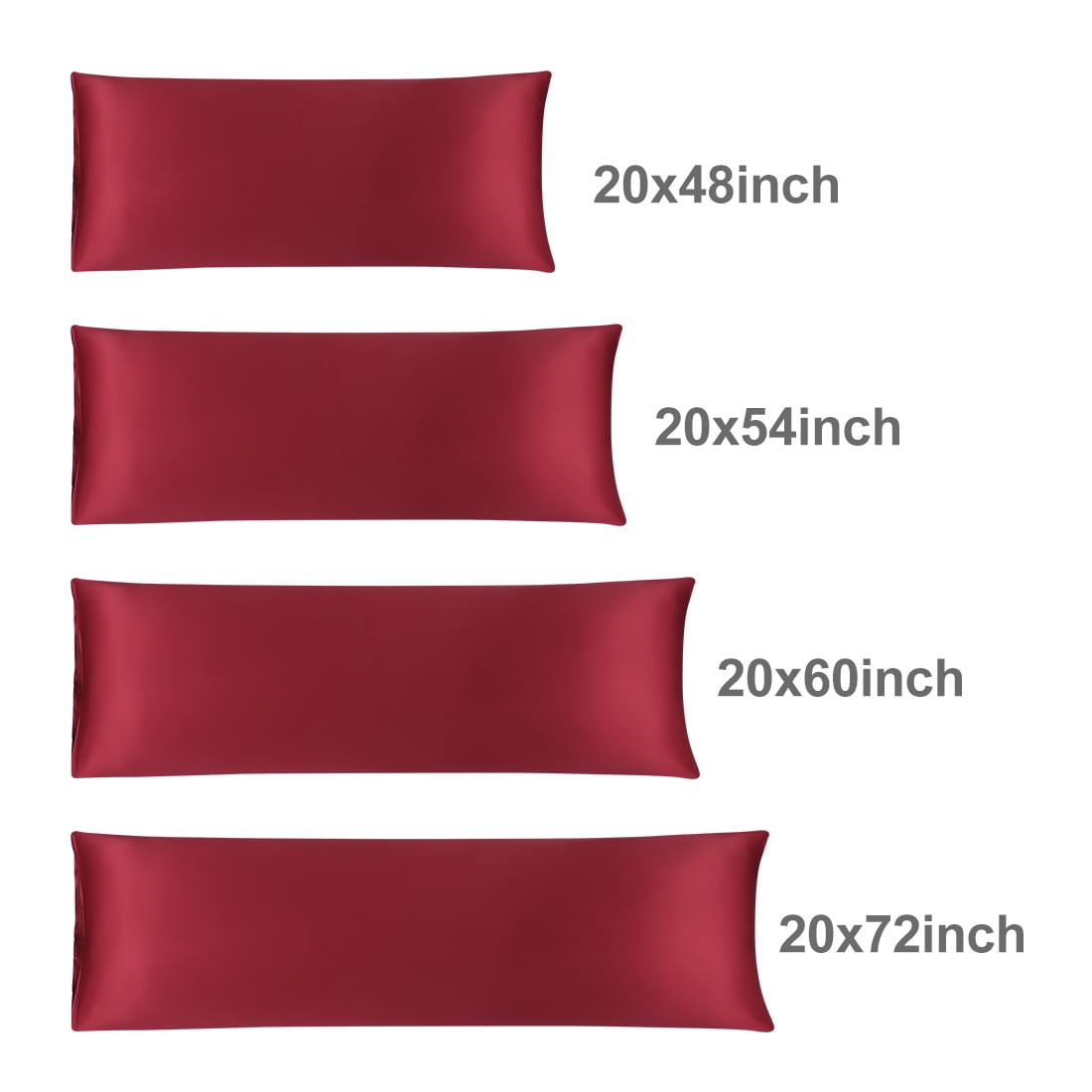Unique Bargains Luxury Silky Satin Body Pillow Case Wine Red 20" x 54"