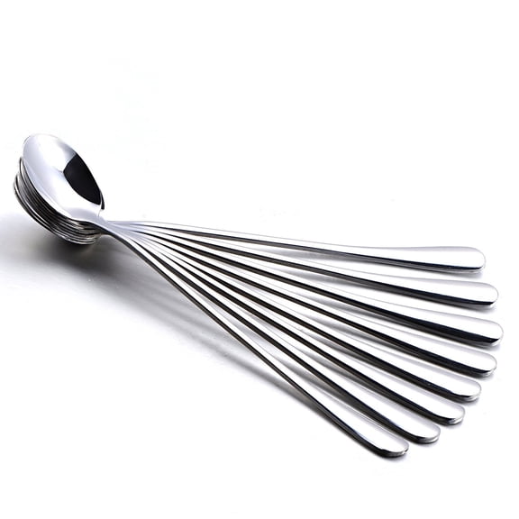 6 Pack 7.5 Inch Long Spoons, Teaspoons for Ice Cream, Coffee, Soup and Tea, TIKA