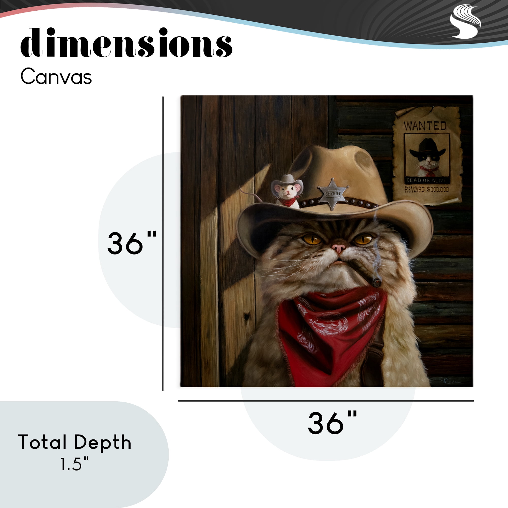 Deputy Purrkins Cat Sheriff Canvas Wall Art, design by Lucia Heffernan