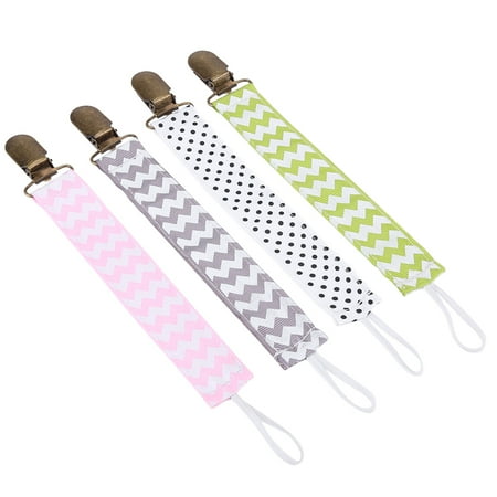 VGEBY 4pcs/set Baby Infant Pacifier Soother Nipple Holder Cute Anti-lost Clip Strap Ribbon, Soother Holder, Pacifier Clip Strap