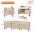 thumbnail image 3 of 94.5" Wooden Reeded Sideboard with Doors and Drawers, 3-In-1 Modern Wide Credenza Storage Cabinet for Kitchen, Dining Room, 3 of 7