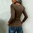 thumbnail image 6 of ClodeEU Women's Long Sleeve Cowl Neck Ribbed Knit Fall Sweater ,Slim Fit Ruched Going Out Tops Fashions T-Shirts B-Brown,Womens Plus L, 6 of 8