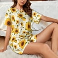 thumbnail image 4 of Honeii European-style Pattern Sunflower A for Women's Summer Pajama Set featuring Soft Short Sleeve Shirt & Matching Bottoms with Convenient Pockets for Relaxed Home Wear-4X-Large, 4 of 6
