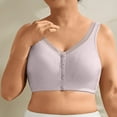 thumbnail image 6 of Gmluru Sports Bras for Women Underpants And Bra Without Underwire Cotton Gather Plussize Summer Thin Bra Front Button Vest Purple, 6 of 9