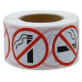 thumbnail image 3 of 500pcs/roll No Smoking Logo Sign Restaurant Bus Shop Round Warning Stickers, 3 of 4