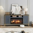 thumbnail image 2 of Vecenuy Fluted Fireplace TV Stand Up to 80" TVs, Modern Entertainment Center with 30" Electric Fireplace, Luxury Media Console with Adjustable Shelves for Living Room, Navy Blue, 2 of 8